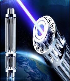 Súper Fuerte High Power Blue Laser Pointers 500000m 450nm Lazer Pen Finterlight Hunting con 5 tapas de estrellas Enseñanza9685268