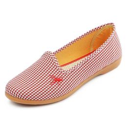 Super Summer Women Zapatos casuales Canvas Gai Vintage Black Red Blue Flats Outdoor Season Zapatos casuales