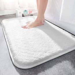 Super dikke pluisvezel badmatten comfortabel en zacht badkamer tapijt antislip absorberend tapijt voet mat douchekamer deurmat 211109