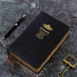 Super Dikke Retro Golden Rim Lege Notebook Dream Stamping Soft Notepad Groot Schilderen Schrijf Diary Briefpapier Journal Gift 210611