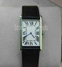 Super Thin Series Top Fashion Quartz Watch Men Women Silver Dial Black Leather Riem Polshorwatch Classic Rectangle Design Dress CLO5182142