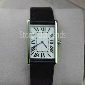 Super dunne serie topmode quartz horloge heren dames zilveren wijzerplaat zwarte lederen band horloge klassiek rechthoekig ontwerp jurk Clo292S