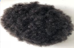 Piel súper delgada Afro Toupee Cabello negro sin procesar cabello humano chino Afro Kinky Curl Full Pu Toupee para hombres negros 7267926