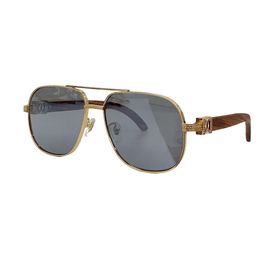 Gafas de sol de lujo de estilo clásico y súper versátiles de gran tamaño Tonos degradados multicolores Estilo elegante y elegante Patillas de madera con montura metálica completa con caja