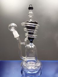 Super Vortex Glass Bong Dab Rig Hookahs Tornado Cyclone Recycler Rigs Recicladores Tubo Tubería de agua 14.4mm Bongs conjuntos sestshop