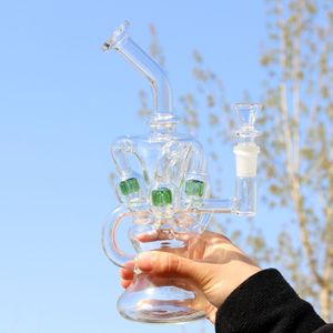 Super Vortex Glass Bong Dab Rig Tornado Cyclone Recycler Hookah Tube Tubería de agua 14 mm Joint Oil Rigs Bongs con Heady Bowl