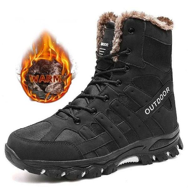 Super chaud hiver bottes de neige tactique militaire Combat hommes en cuir chasse en plein air Trekking Camping Plus fourrure hommes 230922