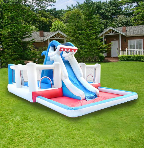 Super Water Park Jumping Castle Square gonflable Glissa pour les enfants Bounce House L'arrière-cour en plein air jouent Fun in Garden Toys Small Amusement Party