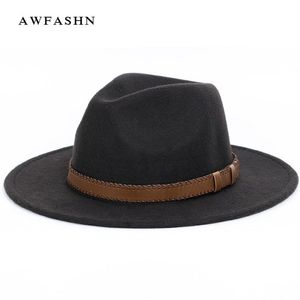 Sombrero fedora de ala súper ancha de lana con forma de pastel de cerdo, sombrero de copa plano para mujeres y hombres, sombrero vintage de ala ancha de fieltro, sombreros Gambler H341Y