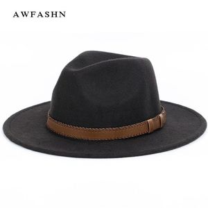 super brede rand Fedora Wol Pork Pie Boater Flat Top Hat voor dames Heren Vilt Brede Rand vintage hoed Fedoras Gambler H159r