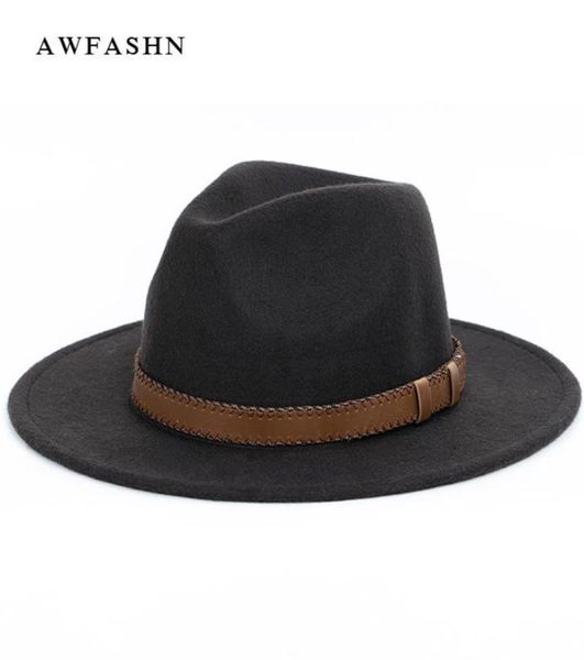 Федора с супер широкими полями, шерстяная шляпа с плоским цилиндром для женщин039s, мужская шляпа с широкими полями, фетровая шляпа с широкими полями Fedoras Gambler H2639277