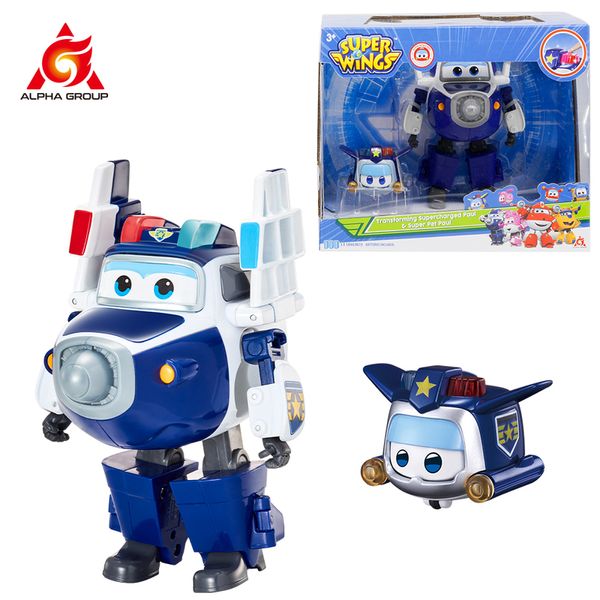 Super Wings 2-Pack Set 5inches Transforming Supercharged Paul Super Pet PaulAirplane Robot Figurines Enfant Jouet Cadeau D'anniversaire 220727