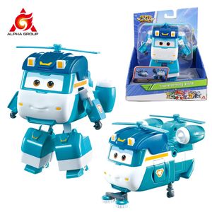 Super Wings 5 pulgadas Transforming- Shine 2 modos Se transforma de helicóptero a carrito de basura Figuras de acción Juguetes para niños Regalo de cumpleaños 240130