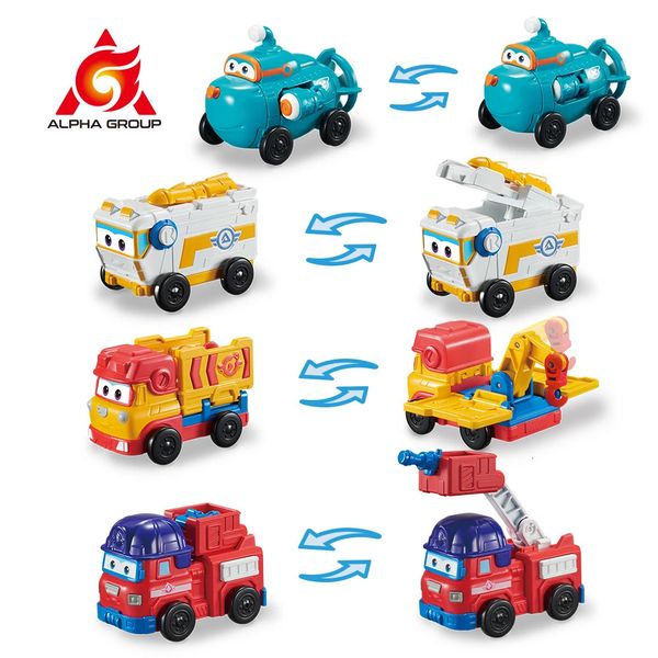 Super Wings mini véhicules d'équipe Rover Sparky Remi Willy Action Transformer Figures Robot Transformation Toys for Kid Gift 240516