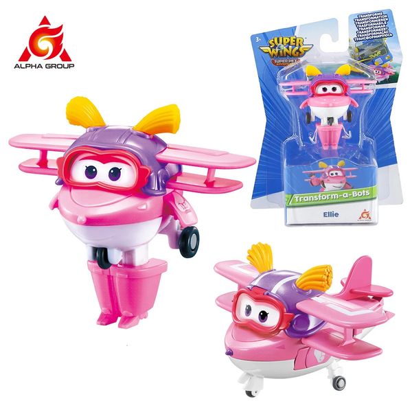 Super Wings Mini Transformer Ellie 2 pouces Transformer le robot en plan en 3 étapes Figures d'action Déformation Anime Toys for Kids 240516