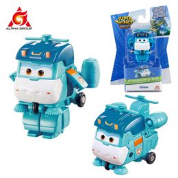 Super Wings Mini Transforming Shine 2 pouces Transformer le robot en plan en 3 étapes Figures d'action de déformation Toys pour enfants 240516