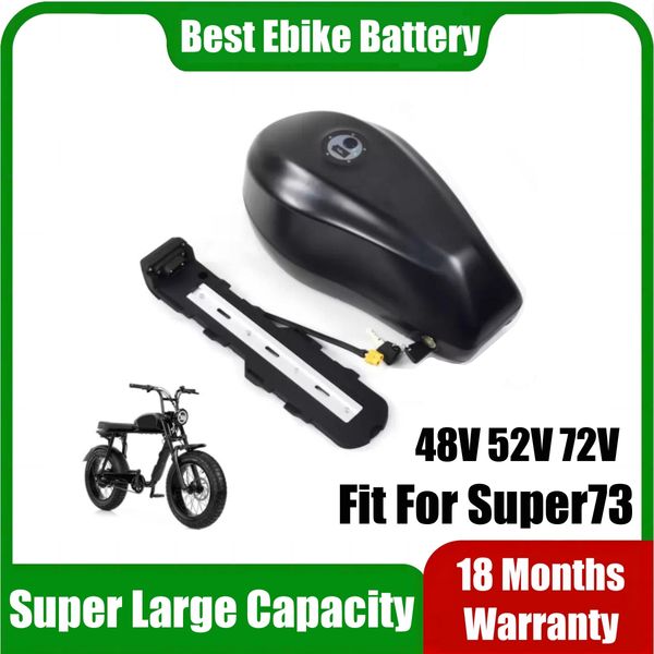 Super73 Ebike Reemplazo de batería 21700 Paquete de baterías 1000w 48v 35ah 52v 30ah 60v25H 72V 20AH de iones de litio e bicicleta de gran capacidad 13S7P 14S6P 16S5P 20S4P