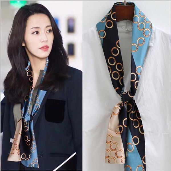 Superbe mode femmes foulard en soie naturelle foulard stripThinnarrow carré double face petites écharpes 145 15 femmes printemps automne acces265z