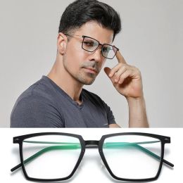 Uitstekende mannen grote optische frame mode beknopte squareanti-blueray bril lichtgewicht nylon titanium no schroef 55-19-150 voor breukbril fullset case577