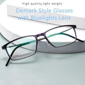 Superbe monture optique pour hommes, lunettes anti-blueray rectangulaires concises, nylon léger titane 544 sans vis 53-19-150 pour étui complet de lunettes de prescription