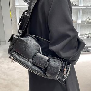 Sac de moto série Superbusy Sac à bandoulière Dark Punk Sac à main sous les bras en peau de mouton à grain fin Sac à main unisexe Sac sous les bras multifonctionnel pour femmes