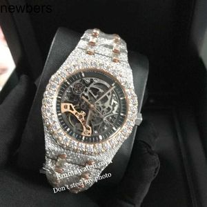 SuperClone Ap Diamond Diamonds Watch Pass Test Movimiento de cuarzo vvs Iced Out Sapphire Stones Skeleton Moissanite Watch 2023 Prueba Tono plateado rosa Vvs Shiny Best Qu