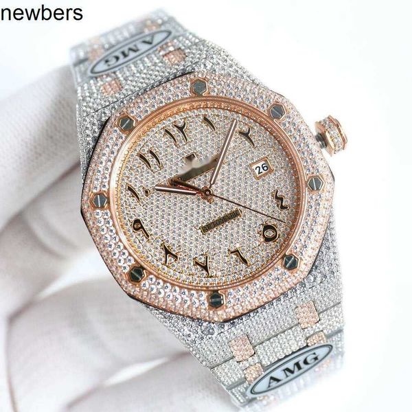 SuperClone Ap Diamond Diamonds Watch Pass Test Movimiento de cuarzo vvs Iced Out Sapphire Watch Diamond Auto 26LA Alta calidad Mecánico Uhr Bust Down Out Royal