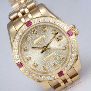 Superclone Automatic Watch en acier inoxydable Diamond Watch Automatic Full Gold With Diamond Cozel-Computer Dialer Watch Diamond Watch 26 mm Diamond Women's Gold Watch