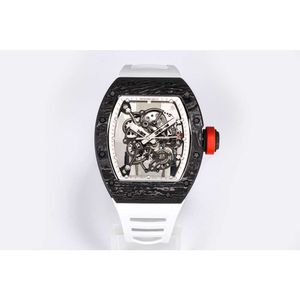 SUPERCLONE Vliegwielhorloge Richa Milles55 Luxe horloge Polshorloge Rm055 Wit Keramisch Automatisch Mechanisch Transparant Koolstofvezel Horloge montres de luxe