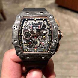 SUPERCLONE relojes reloj de pulsera diseñador de lujo para hombre Reloj mecánico Richa Milles Red Devils reloj de fibra de carbono tecnología negra para hombre lujo mismo mec