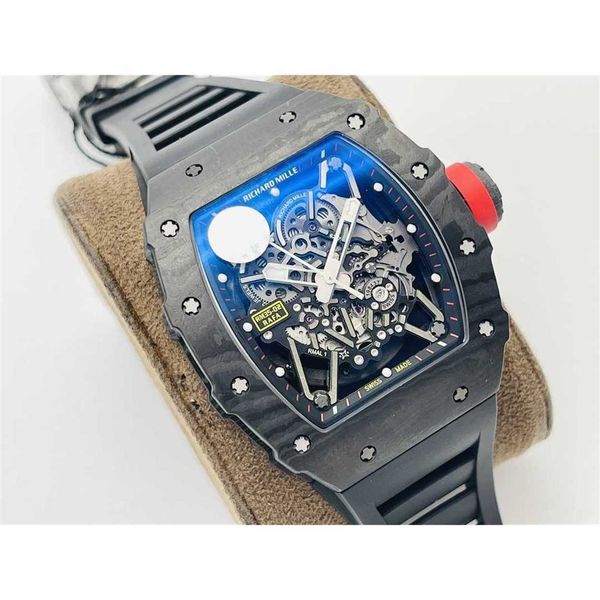 SuperClone ZF Factory Luxury Wallwatch Richa Mecánica Mecánica Hollow Out Watch Fibra de carbono RM35-02 R Tendencia de moda de barril de vinos de cerámica CHOSER 5B