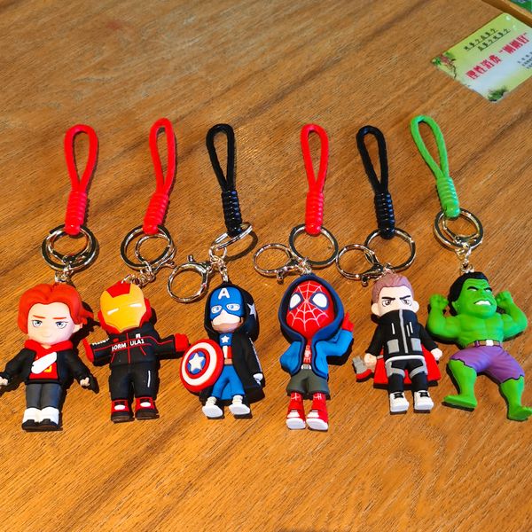 Superhero Spiderman Keychains Cartoon Spider Man Doll Keyrings Avengers Anime Figure Pendante Key Holder Car Key Chains