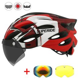 Superide Men Femmes Colaire Colaire avec arrière-lumière Sports MTB Bicycle Road Bike Mountain Goggles Visor 240401