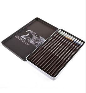 Superior 12 Uds artista suave medio duro carbón lápiz caja de Metal no tóxico boceto lápices para dibujo escuela suministros 6790744