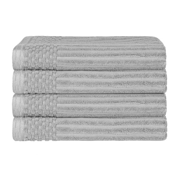 Ensemble de serviettes en coton de qualité supérieure 4 pièces, comprenant 4 serviettes de bain, utilisation quotidienne dans la salle de bain de la chambre d'amis, séchage rapide, spa, serviette de villégiature, côtelée, absorbante, maison