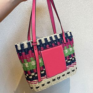 Qualité supérieure Contraste de couleur Sacs fourre-tout Lettre sacs à main Panier de légumes nouvelles vacances d'été sac de paille de plage sac tissé épaule unique diagonale pour femme c