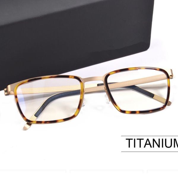 Lightweight971 B-titanium anti-bleu plano lunettes hommes rectangulaire cadre d'affaires sans vis jante optique 53-19-145 pour lunettes de prescription lunettes étui complet