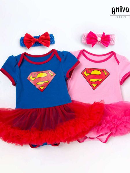 Superman Baby Manio corto Manio Set de dos piezas Set 0-2 años de niña Bodysuit de moda