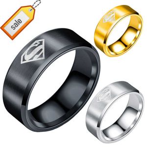 Anillo de Superman de tungsteno para hombre y mujer, anillos de superhéroe Unisex, venta al por mayor, anillos de acero inoxidable de titanio de 8mm, regalo de joyería