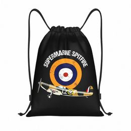 Supermarine Spitfire à cordon de crampons sac à dos sport gymnase Sackpack pliable Raf Warbird militaire WW2 Aircraft Avion Shop Sac Sac S0C5 #