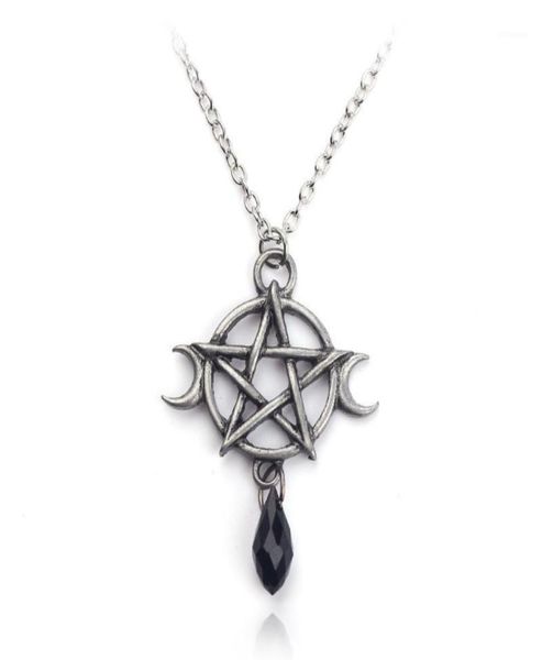 Collier de lune de Penram surnaturel Black Crystal Pendant Witch Protection Star Amulet For Women Charm Bijoux Accessoires Gift18296837