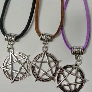 collier pentacle surnaturel diables piège pentagramme pendentif vintage argent goth wicca sorcière velours mixte collier film bijoux fête 293U