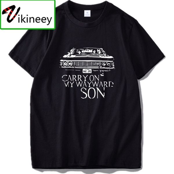 Camiseta de la serie de TV sobrenatural Carry On My Wayward Son Songs camiseta talla europea 100% algodón de alta calidad camisetas 210714