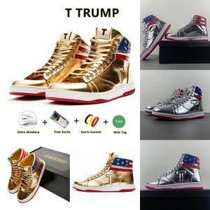 2024 TRUMP SNEAKERS Trump Flag Trump Chaussure Or The Never Surrender High-Tops Designer 1 TS Gold Custom Hommes Baskets en plein air Confort Sport Casual Chaussure à lacets à la mode