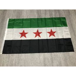 Flagal de Superonezxz Siria 90150cm La República Árabe Siria de tres estrellas Doble Penetración Poliéster Banner 240416