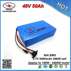 Batterie de vélo électrique Superpower 2400W en PVC 48V 50Ah avec cellule 50A BMS 26650 3.7V 5.0Ah + chargeur 2A LIVRAISON GRATUITE