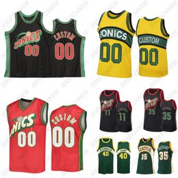 Supersonic Reteo Custom Vintage 35 Kevin Durant 34 Ray Allen Seattles Basketball Jerseys 40 Shawn Kemp 20 Gary Payton XS-4XL