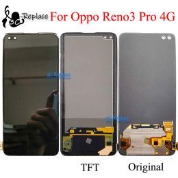 Supor AMOLED / TFT 6,4 inch voor OPPO Reno3 Pro 4G CPH2035 CPH2037 CPH2036 LCD Display Touch Screen Digitizer Vervanging