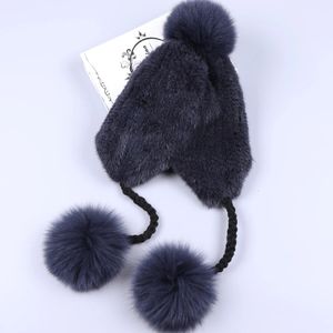 SUPPEV SDDTIO femmes hiver vison fourrure chapeau oreille rabat fourrure de renard Pom Bomber chapeaux casquettes russe chapeau Ushanka trappeur neige ski 231225