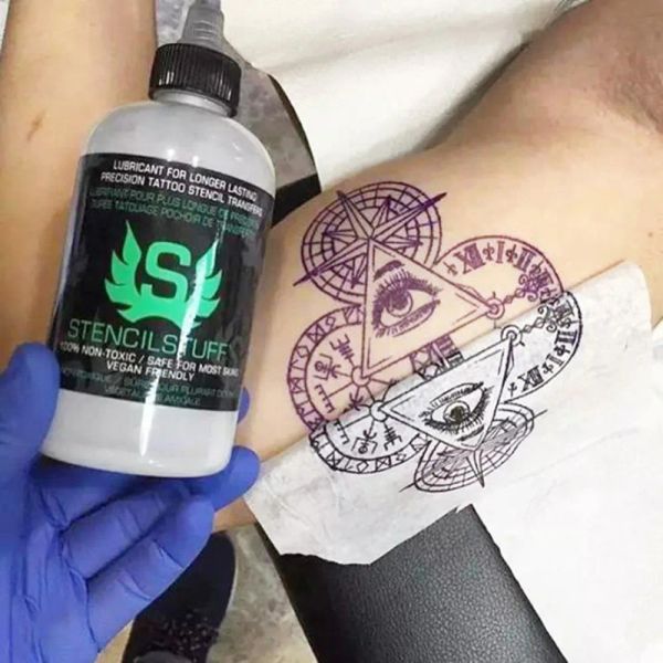 Suministros de 120 ml de plantilla de marca América Cosas de tatuajes más duraderos tintas de transferencia de pintura Herramientas dinámicas de tinta de tatuaje de 4 oz